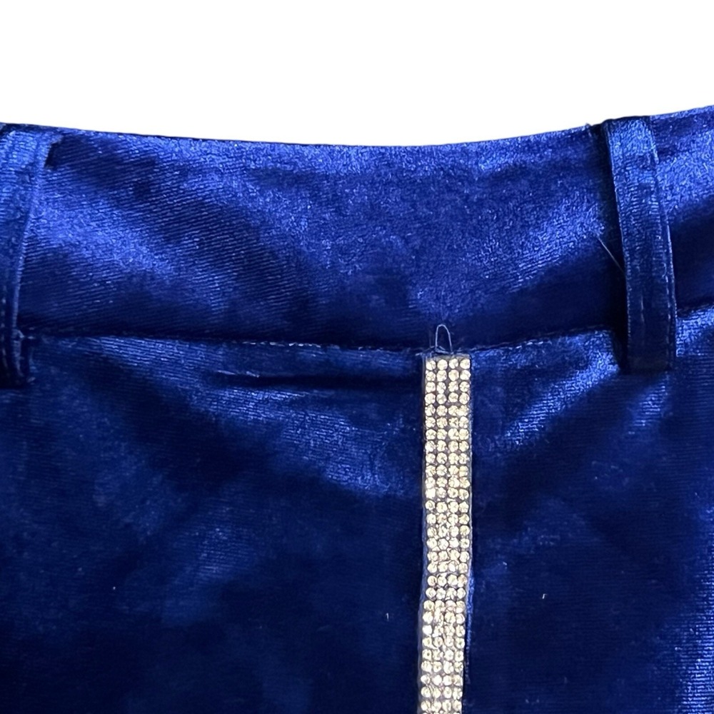 Akira Mia Luxe 2PC Outfit‎ Set Size M Cobalt Blue Velvet Rhinestone Glam Party - Picture 12 of 16